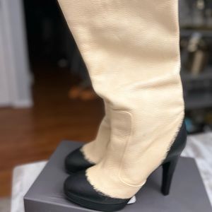 CHANEL CC calfskin high boots